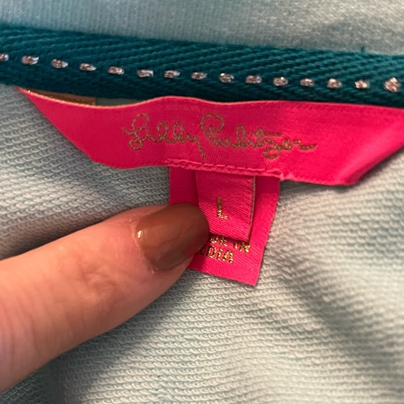 Lilly Pulitzer Aldean Bubbly Sweatshirt Size Large Blue Green Aqua - Picture 5 of 6